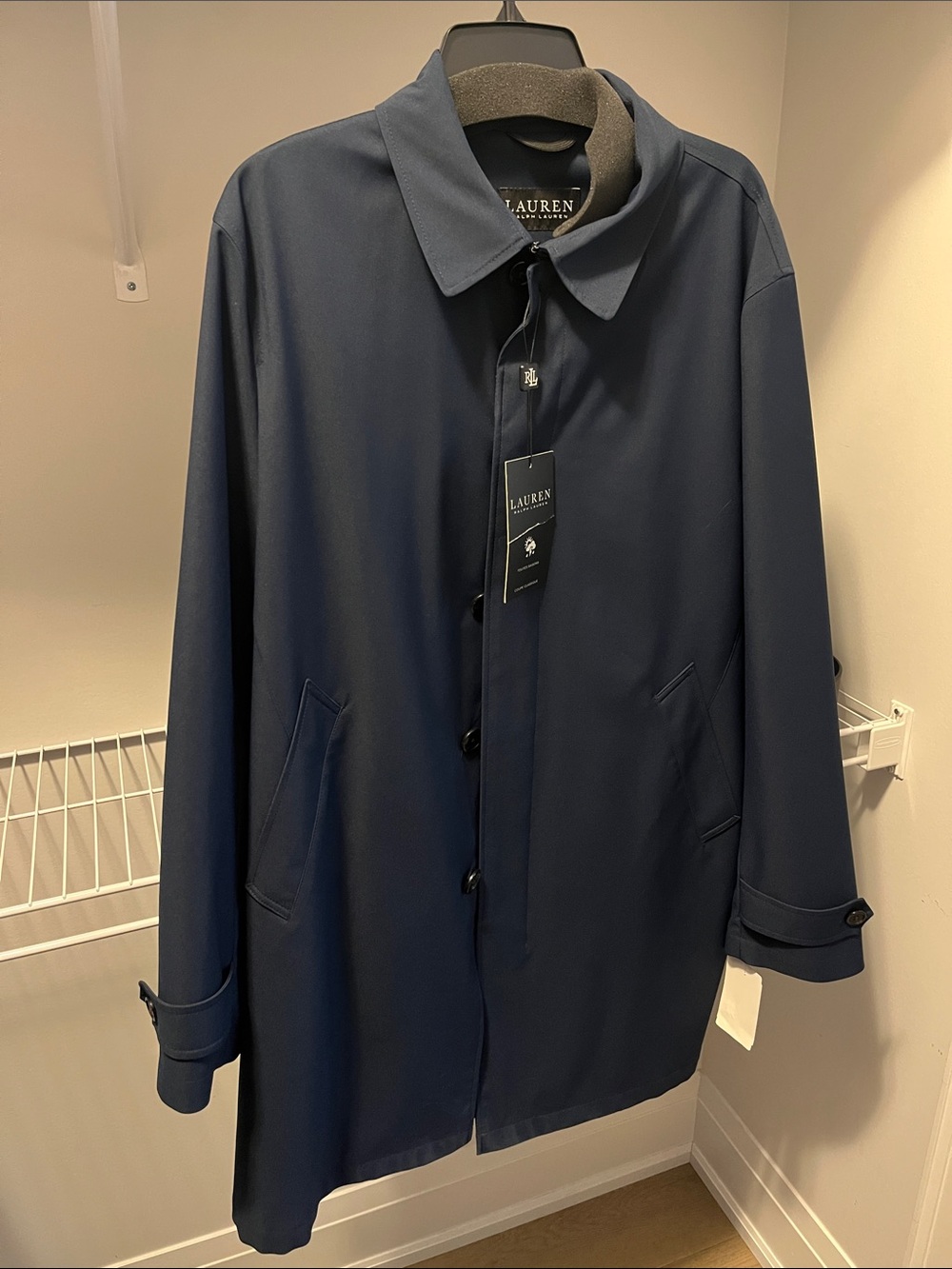 Lauren Ralph Lauren Navy Single-Breasted Trench Coat